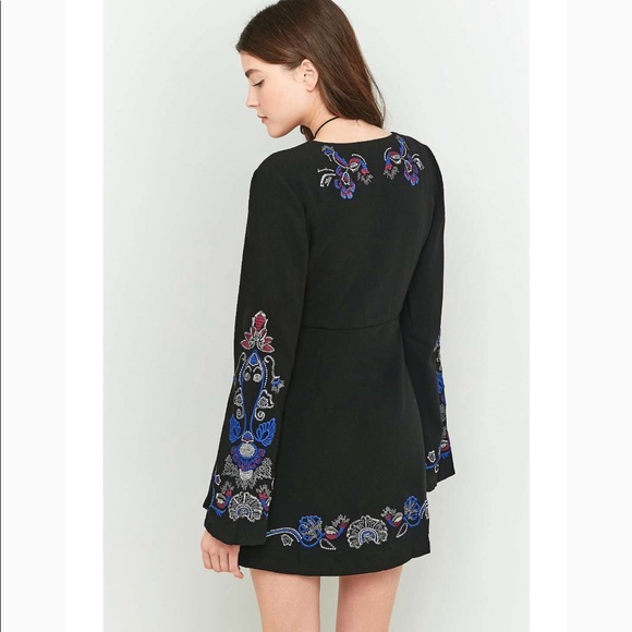 Free People Holiday Folk Mini Dress Black Combo - Picture 2 of 2